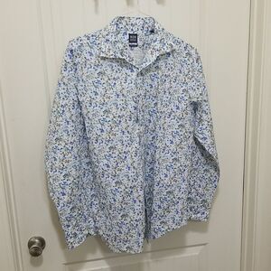 BOGGI MILANO Italian Style Blue 100% Cotton Long Sleeve Button Up sz Large